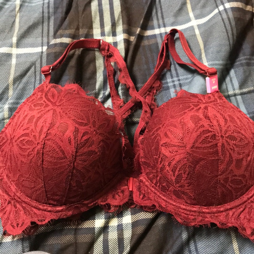 Front closure maroon PINK bra